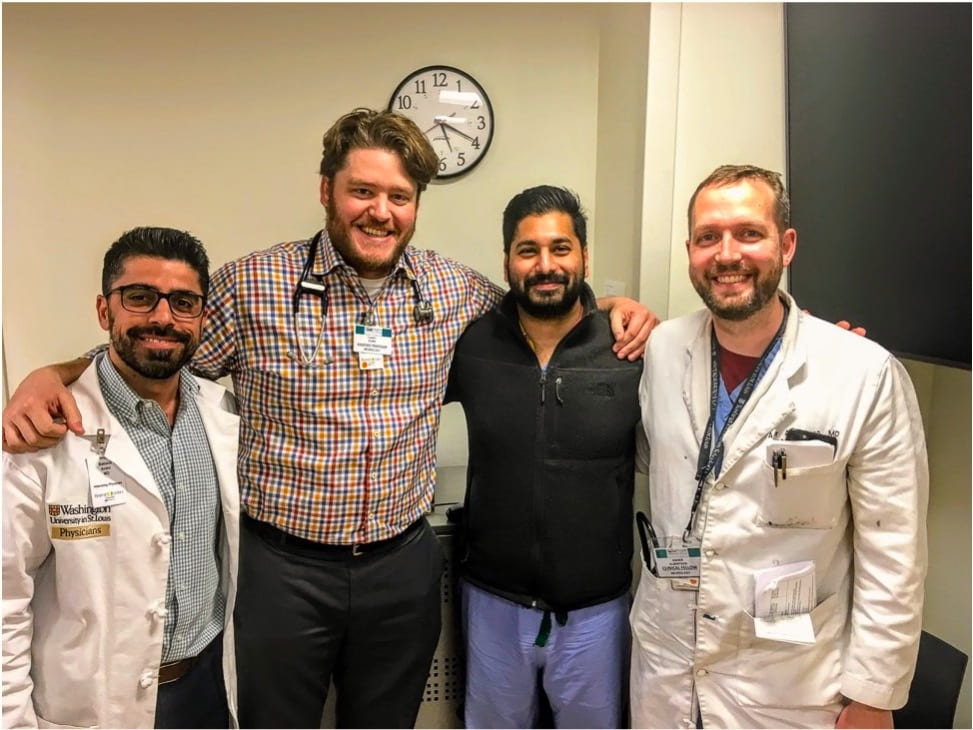ICU attendings Baback Arshi,, Casey Dunn, former fellow Ash Mahapatra and Asher Albertson.